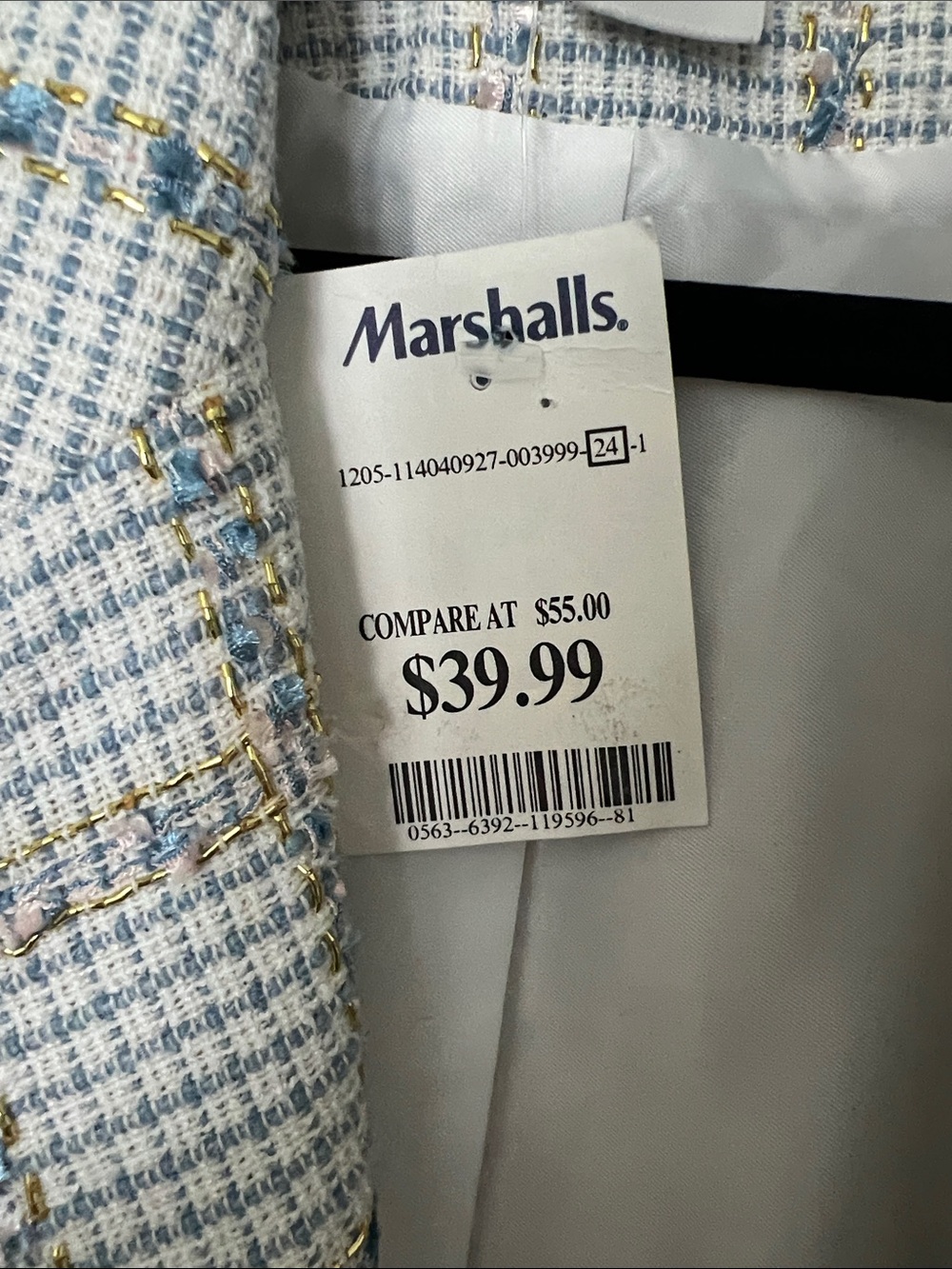 Rachel Zoe Light Blue and Gold-Thread Tweed Double-Breasted Blazer - Picture 5 of 5
